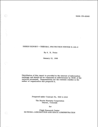 NASA CR-82003 Design Report - Thermal Protection System, X-15A-2