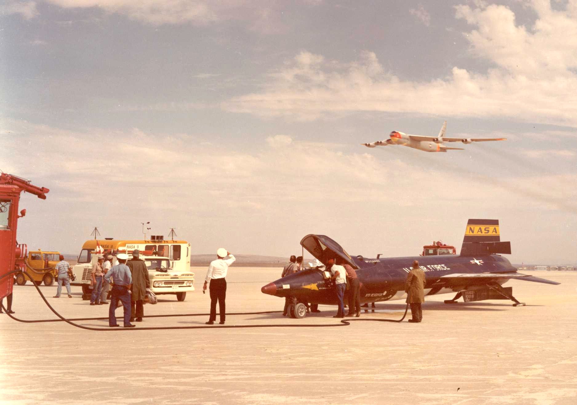 X-15 postflight with B-52 flyover
