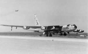 B-52 takeoff, carrying X-15